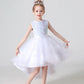 Girls Sequin Lace Sleeveless Wedding Dress - Fluffy Mesh Style