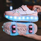 Kids Light-Up Roller Skate Shoes - Removable Wheel Sneakers