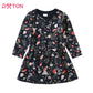 Girls Floral Long Sleeve Winter Dress - Warm Cotton Style