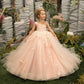 Girls Pink Floral Lace Floor-Length Gown - Flower Girl Dress
