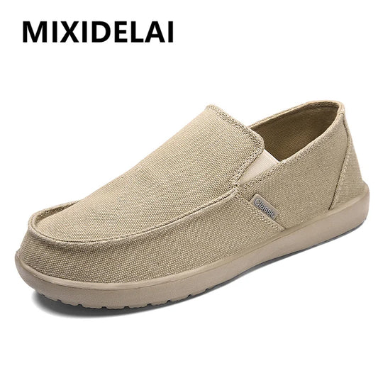 Breathable Canvas Slip-On Sneakers - Casual Walking Shoes