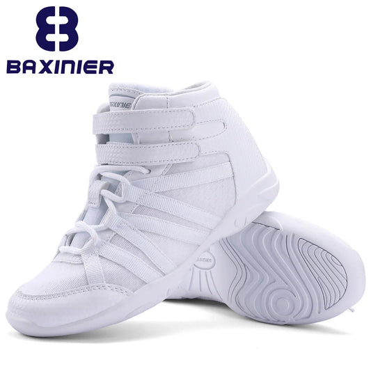 Girls White High Top Cheer Shoes - Lightweight Training Sneakers