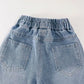 Girls Diamond Bow Straight Leg Jeans - Loose Denim Trousers
