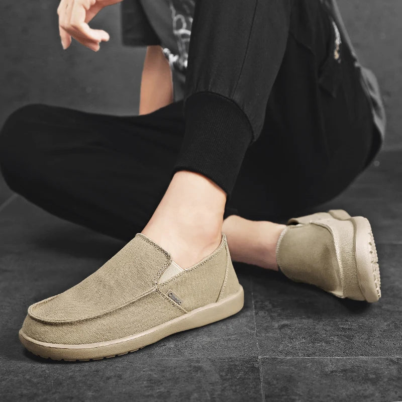 Breathable Canvas Slip-On Sneakers - Casual Walking Shoes