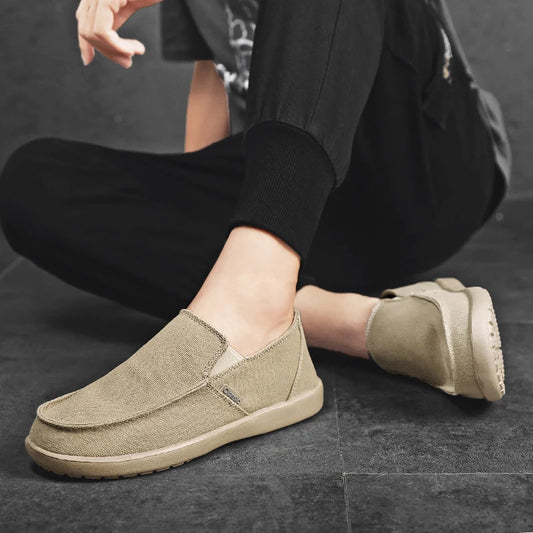 Breathable Canvas Slip-On Sneakers - Casual Walking Shoes