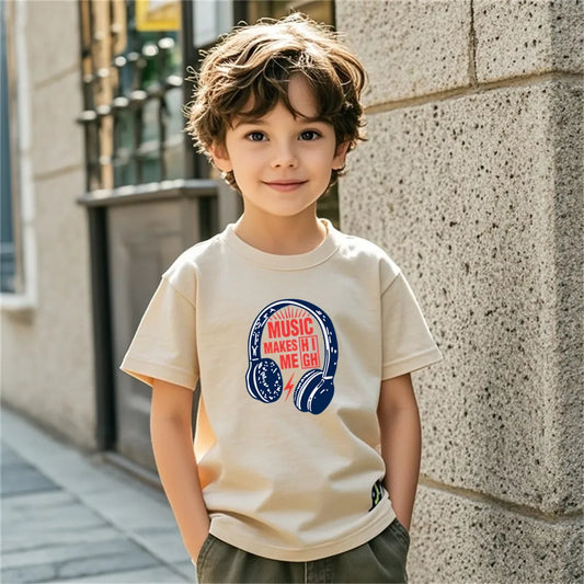 Teen Boys Headphone Print T-Shirt - Cotton Blend DJ Graphic Tee