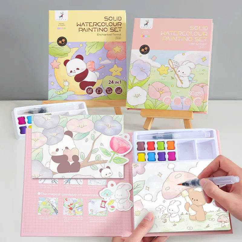 Reusable Watercolor Coloring Book Painting Kit