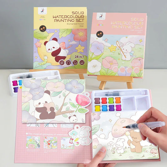 Reusable Watercolor Coloring Book Painting Kit