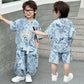 Boys Tang Style Hanfu Set - Short Sleeve Two-Piece Summer Outfit