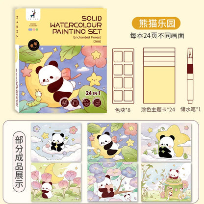Reusable Watercolor Coloring Book Painting Kit