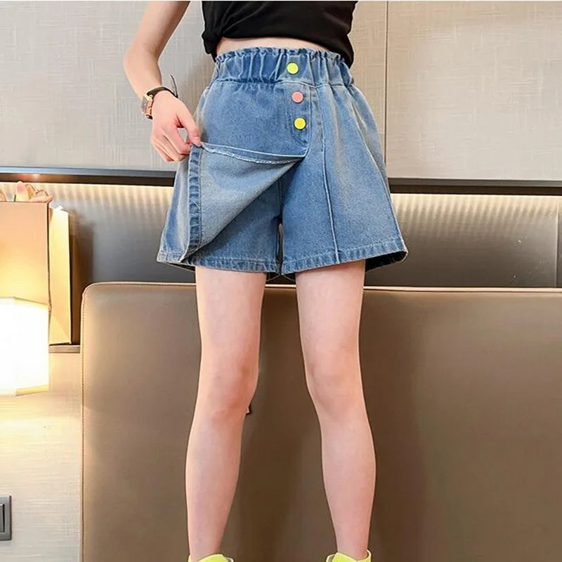 Girls Printed Casual Beach Denim Shorts