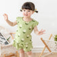 Baby Girls Flower Print Pajama Set - Short Sleeve Summer Outfit