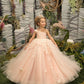 Girls Pink Floral Lace Floor-Length Gown - Flower Girl Dress