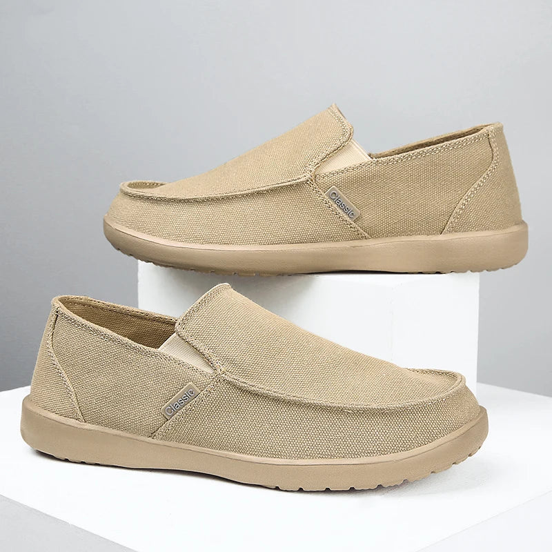 Breathable Canvas Slip-On Sneakers - Casual Walking Shoes