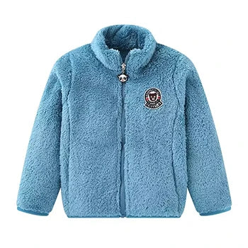 Kids Hooded Fur Collar Winter Jacket - Thick Warm Outerwear
