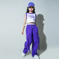 Girls Purple Hip Hop Jogger Set - Jazz Dance Outfit
