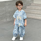 Boys Tang Style Hanfu Set - Short Sleeve Two-Piece Summer Outfit