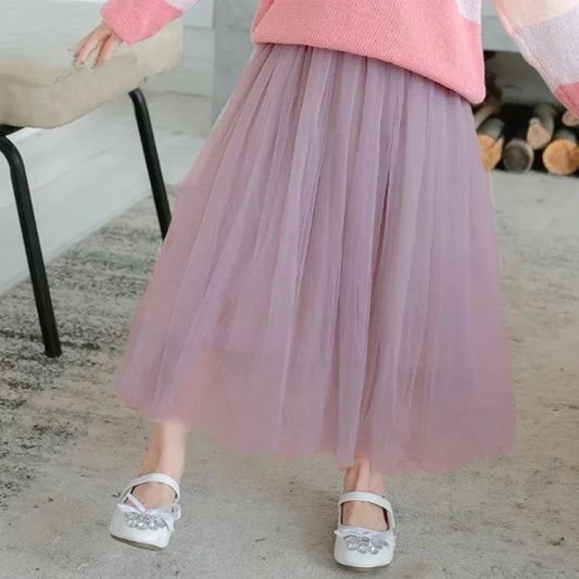 Girls Long Fluffy Tulle Ball Gown Pettiskirt