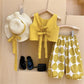 Girls Bubble Sleeve Shirt and Wide Leg Pants Set