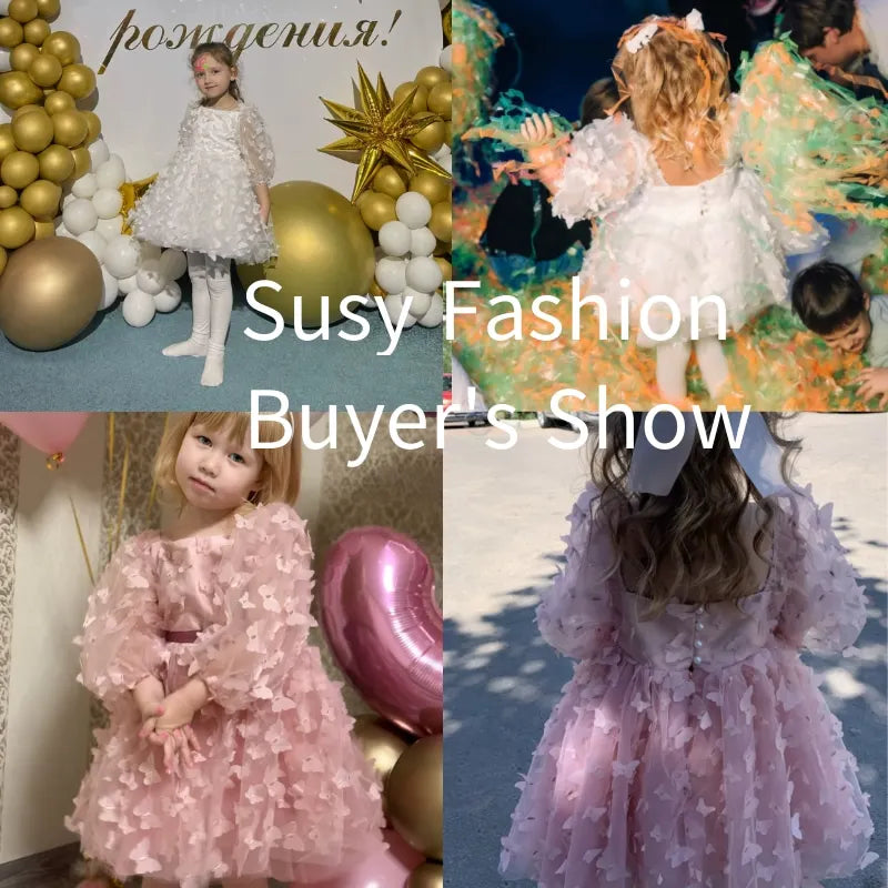 Baby Girls Butterfly Tulle Tutu Dress - Birthday Pageant Look