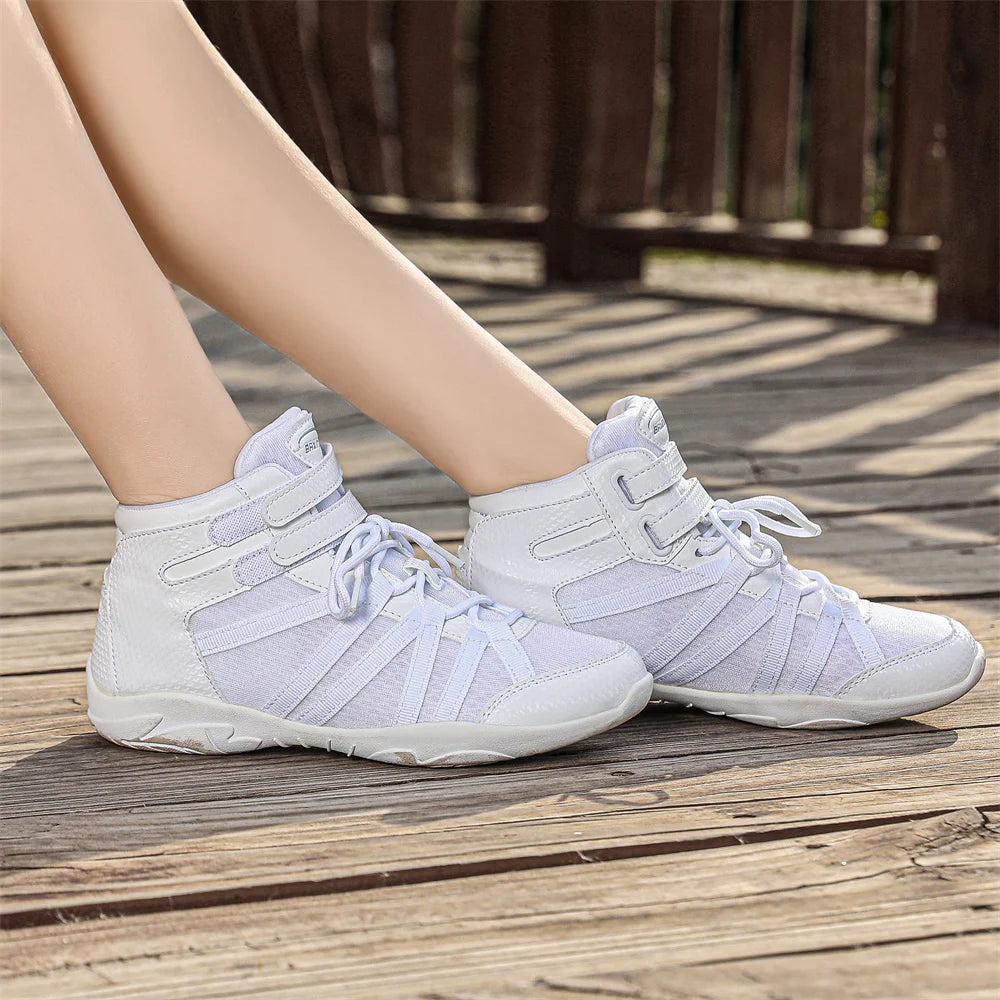 Girls White High Top Cheer Shoes - Lightweight Training Sneakers