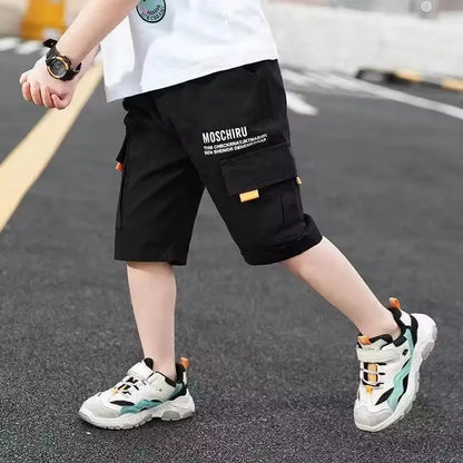 Teen Boys Embroidered Denim Shorts - Letter M Summer Style