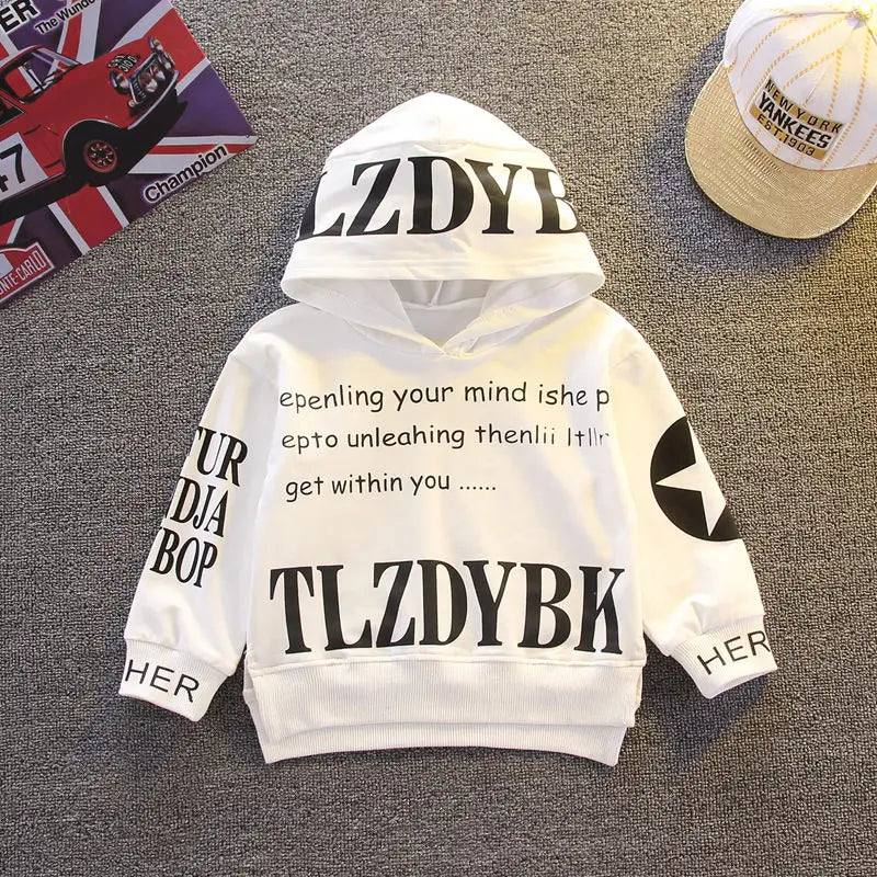 Kids Letter Hoodie Tracksuit - Two-Piece Active Clothing Set