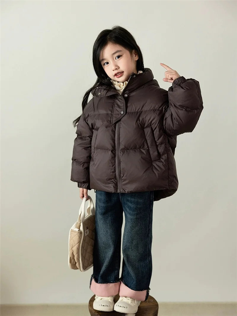 Kids Hooded Cotton Padded Down Coat - Warm Winter Outerwear