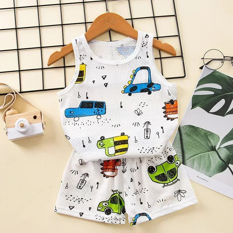 Kids Sleeveless Cotton Pajama Set - Summer Sleepwear