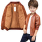 Boys PU Leather Jacket - Plus Velvet Warm Winter Coat