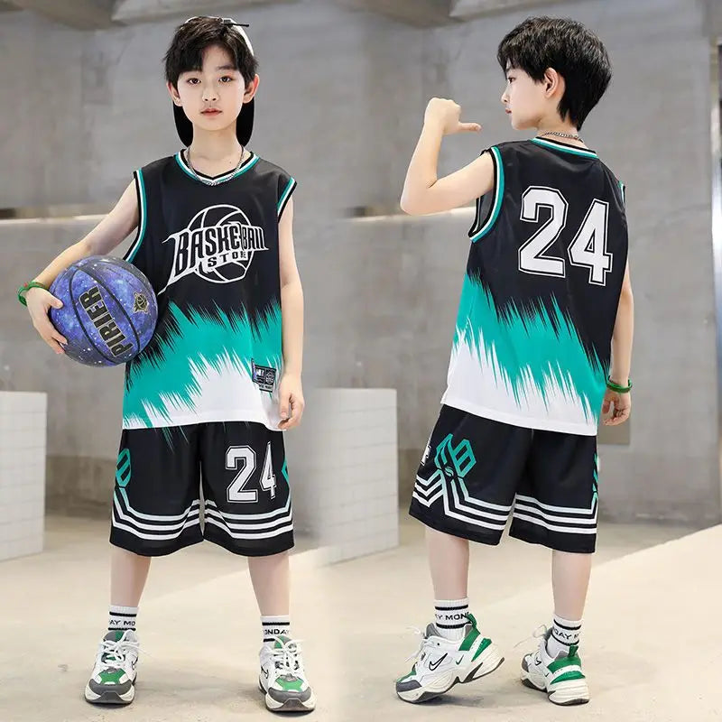 Boys Quick-Dry Basketball Suit - Sleeveless Top and Shorts Set
