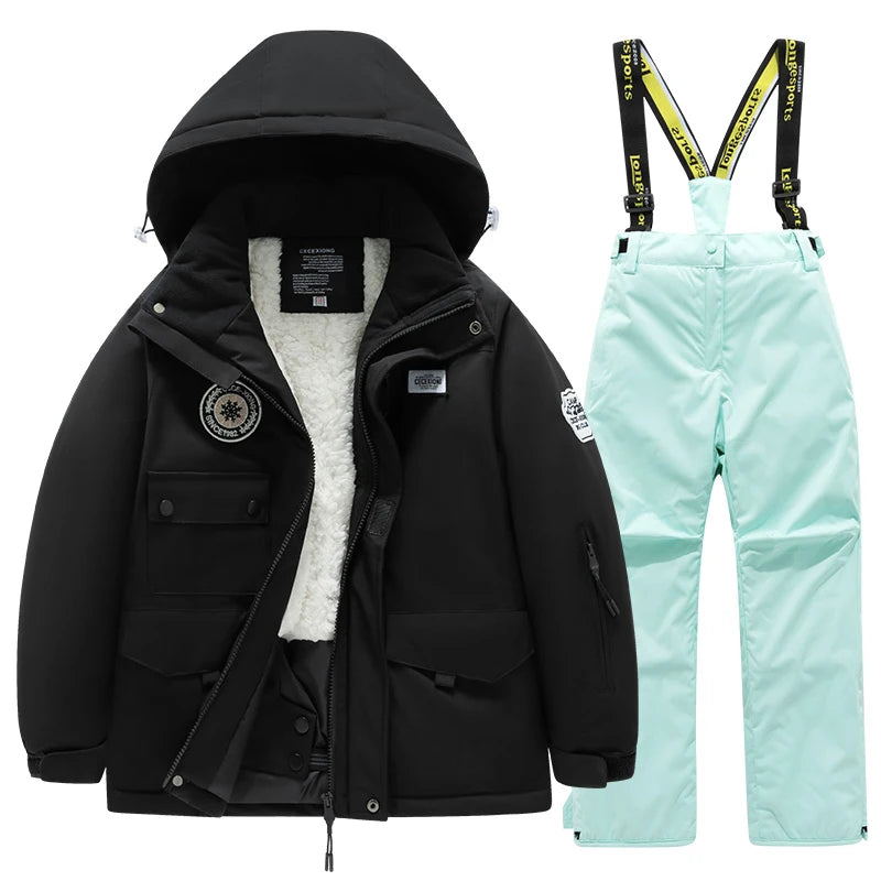 Kids Waterproof Windproof Ski Suit - Warm Snow Play Coat