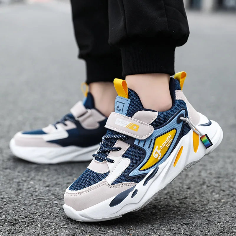 Kids Lightweight Mesh Walking Sneakers - Hook and Loop Casual Shoes