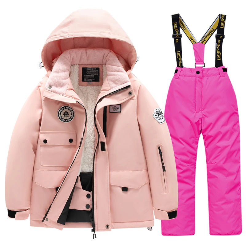 Kids Waterproof Windproof Ski Suit - Warm Snow Play Coat