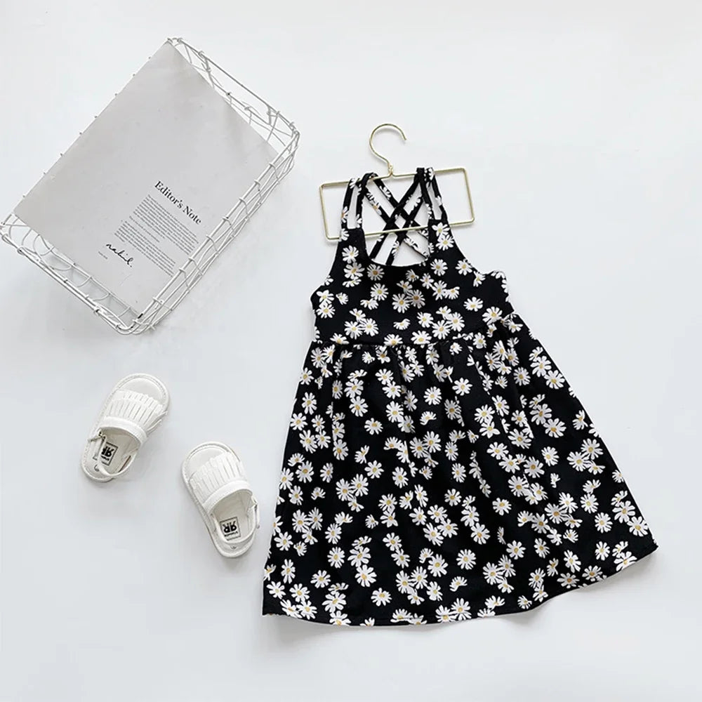 Girls Daisy Print Sleeveless Slip Dress - Summer Flower Look