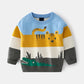 Kids Cartoon Animal Striped Sweater - Winter Knit Top