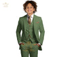 Boys Khaki 3-Piece Suit - Jacket Vest and Pants Tuxedo Set