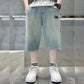 Teen Boys Embroidered Denim Shorts - Letter M Summer Style
