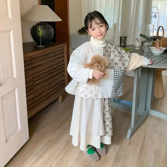 Girls Patchwork Shirt Coat or Skirt Set - Mom Daughter Style