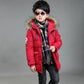 Kids Plush Hooded Padded Jacket - Medium Length Winter Coat