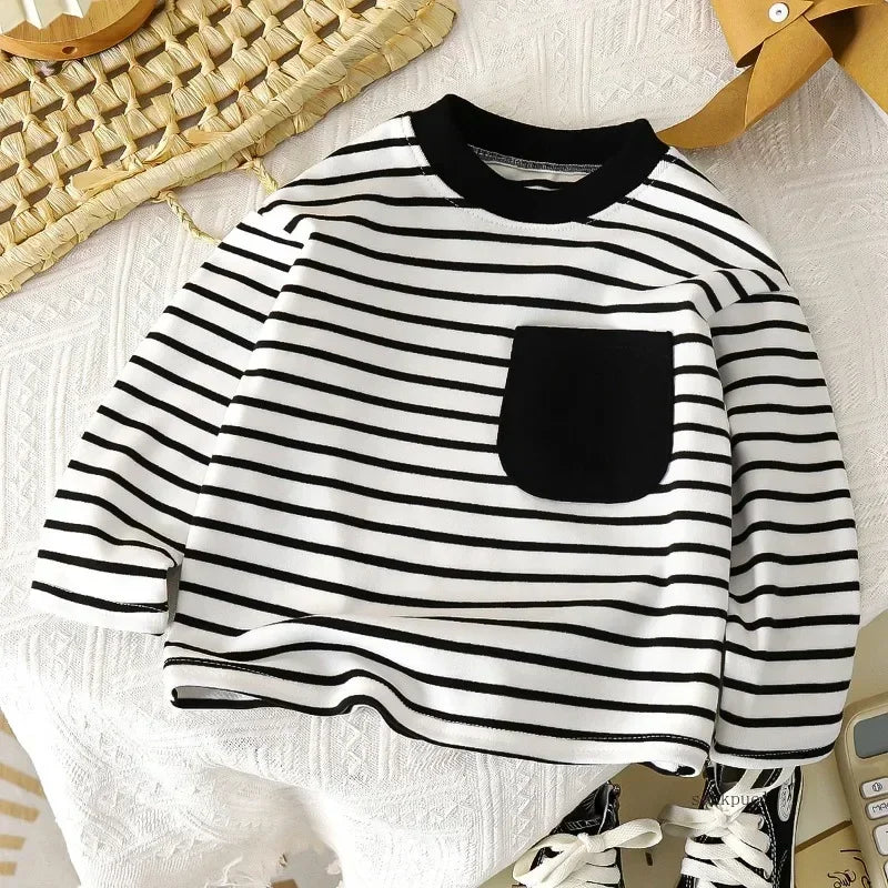 Baby Striped Long Sleeve T-Shirt - Warm Casual Autumn Top