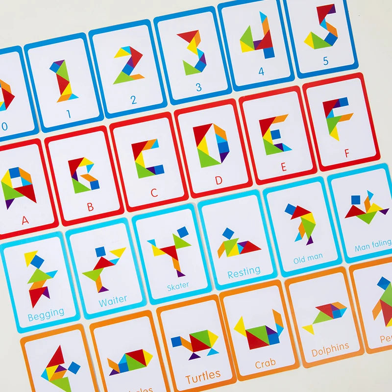 Wooden Montessori Tangram Puzzle Board