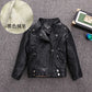 Girls Faux Leather Zip Jacket - Belted Biker Style