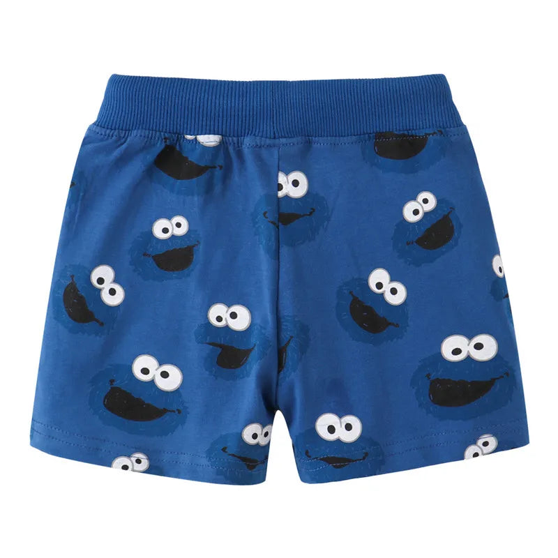 Kids Shark Print Drawstring Shorts - Cartoon Animal Summer Pant
