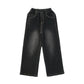 Girls Vintage Wide Leg Denim Pants - Solid Casual Trousers