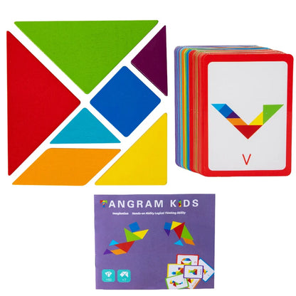Wooden Montessori Tangram Puzzle Board