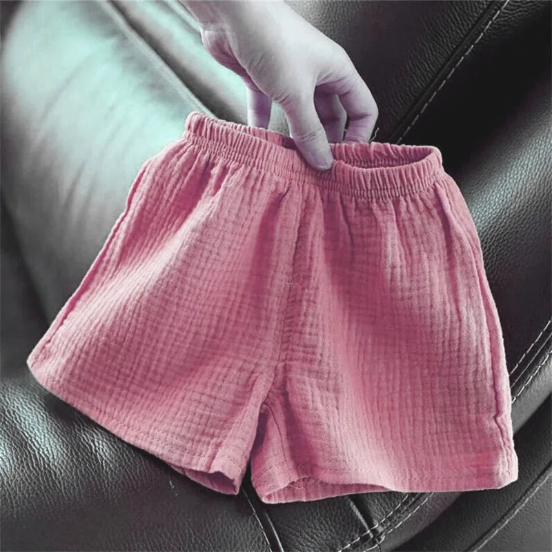 Baby Cotton Linen Summer Shorts - Thin Solid Color Pant