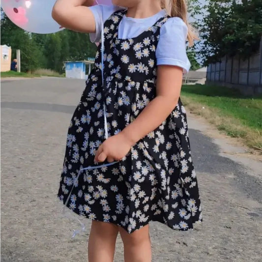 Girls Daisy Print Sleeveless Slip Dress - Summer Flower Look