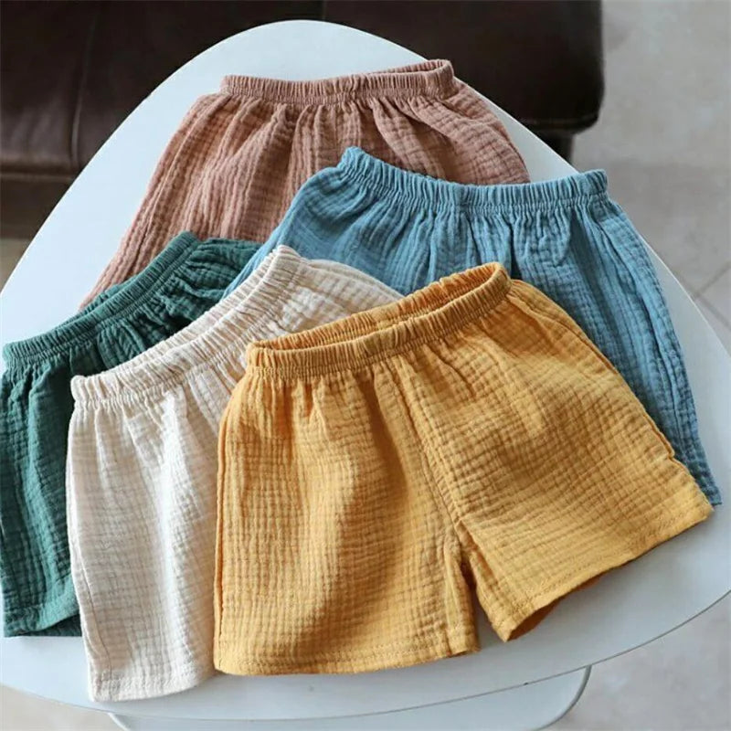 Baby Cotton Linen Summer Shorts - Thin Solid Color Pant