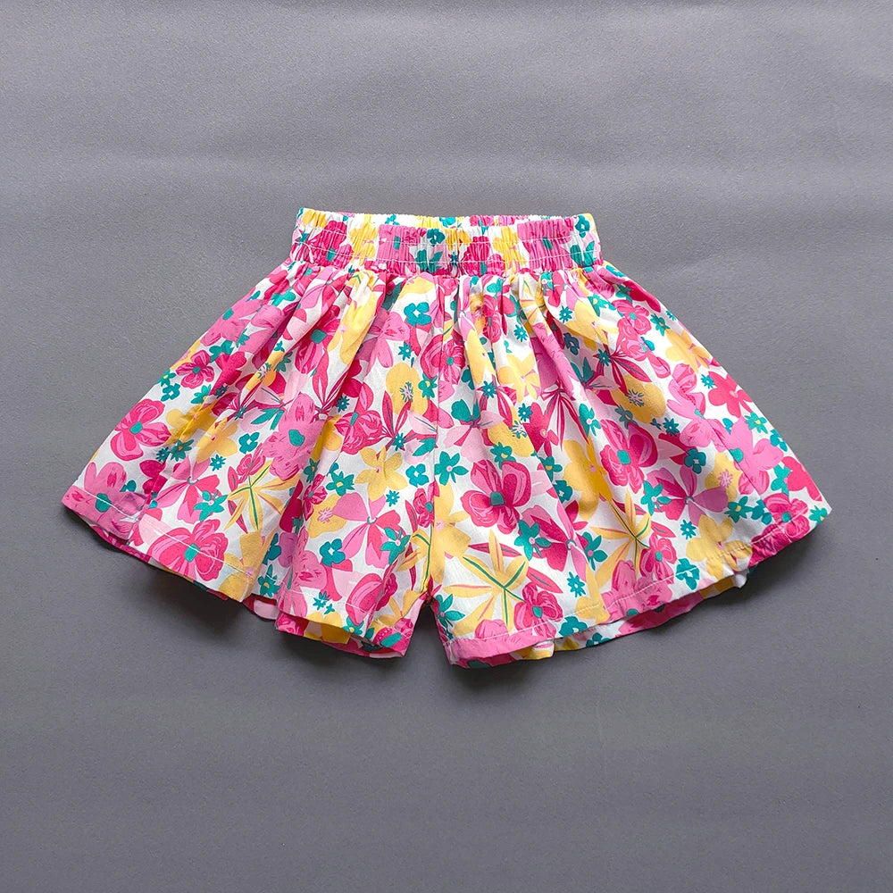 Girls Floral Wide Leg Summer Culotte Shorts